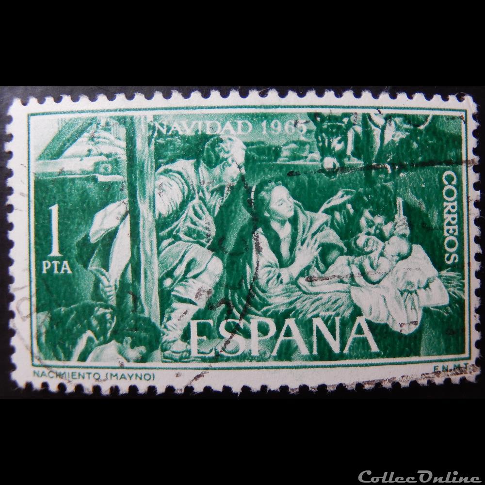 timbre europe espagne 01354 nativite 1pta de 1965