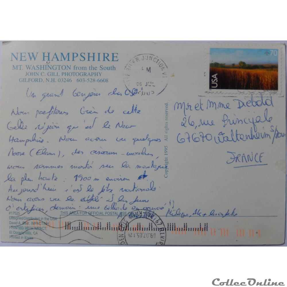 CP des Etats-Unis, New Hampshire carte postale amerique picardie cp des etats unis new hampshire
