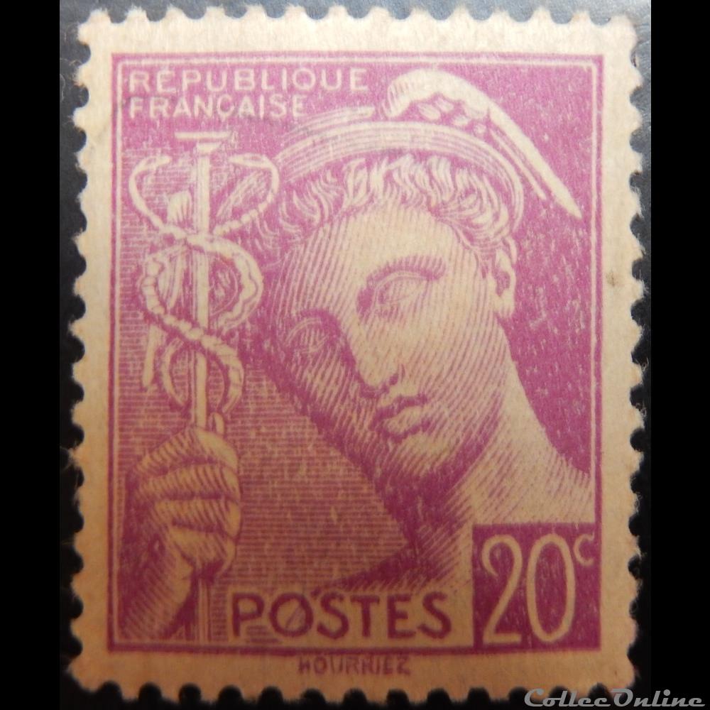 00410 Mercure 20c lilas 1ère série timbre france 00410 mercure 20c lilas 1ere serie