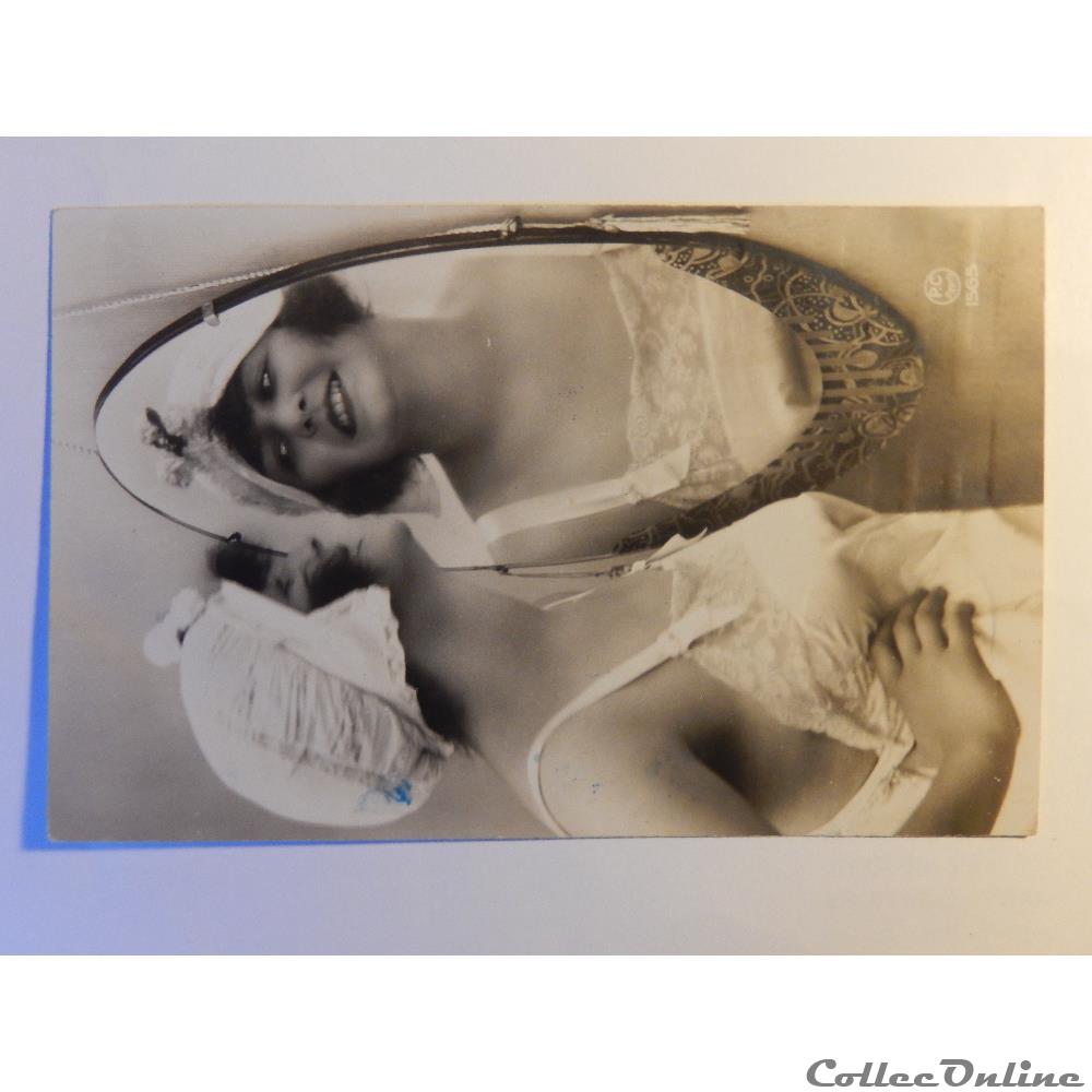 CPA Femme devant son miroir. carte postale champagne ardenne cpa femme devant son miroir