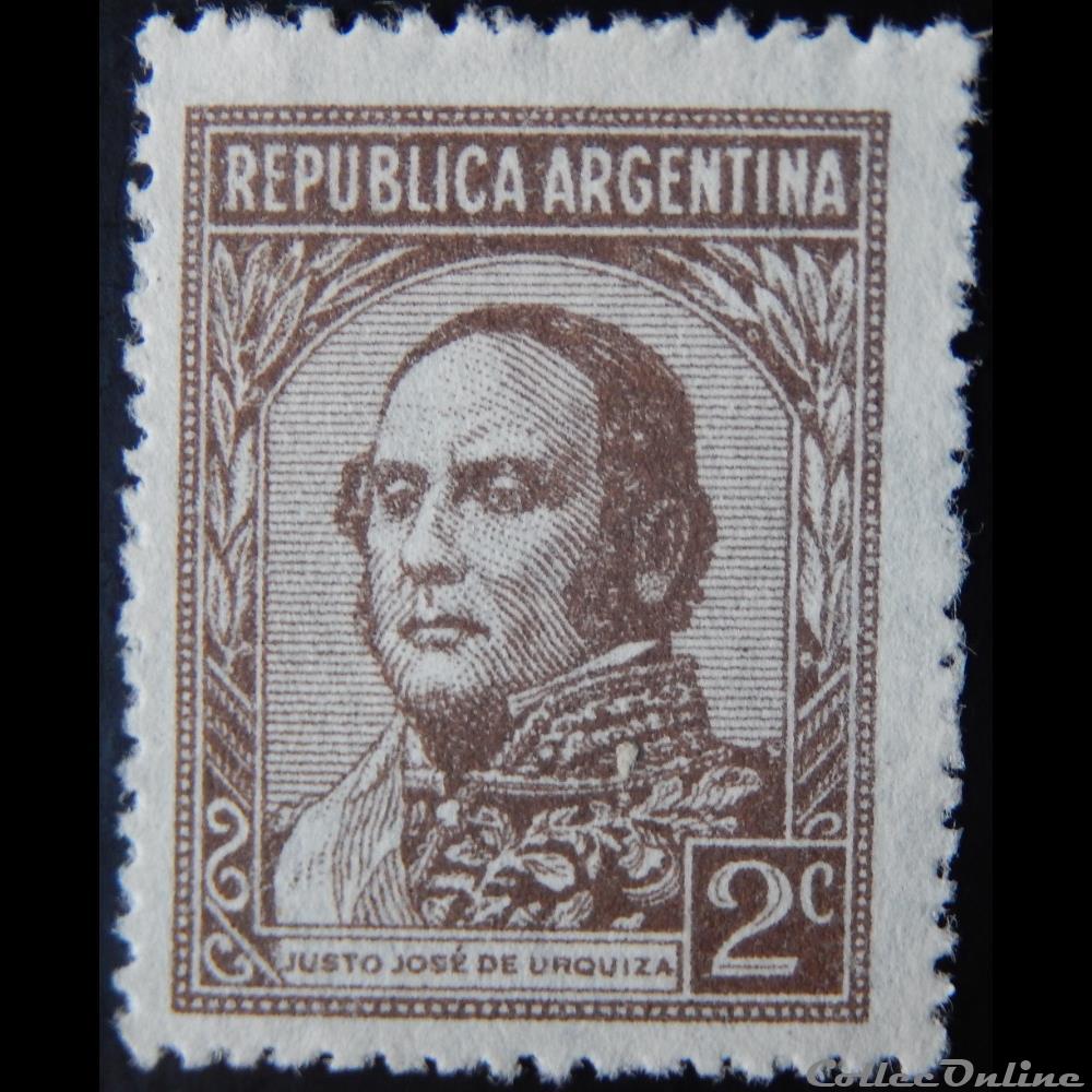 timbre amerique argentine 00365 general justo jose de urquiza 2c de 1935