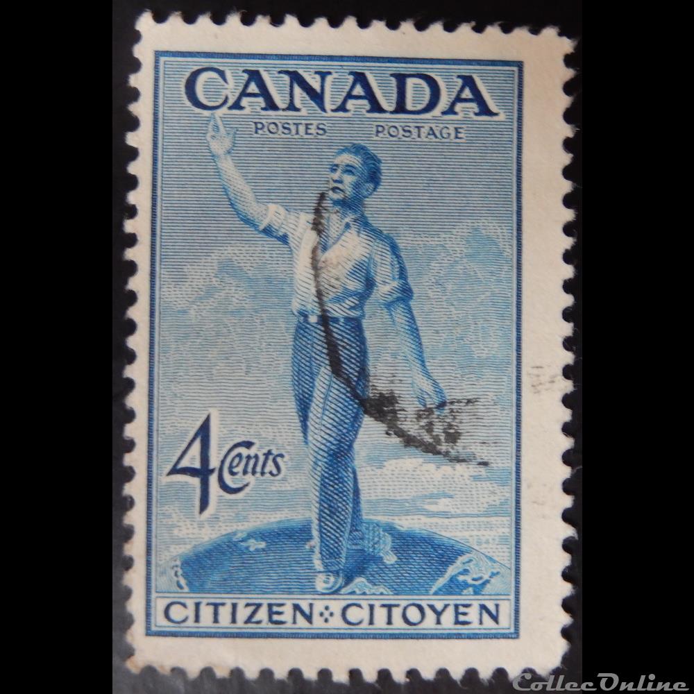 Canada 00226 citoyenneté Canadienne 4c de 1947 timbre amerique canadum canada 00226 citoyennete canadienne 4c de 1947