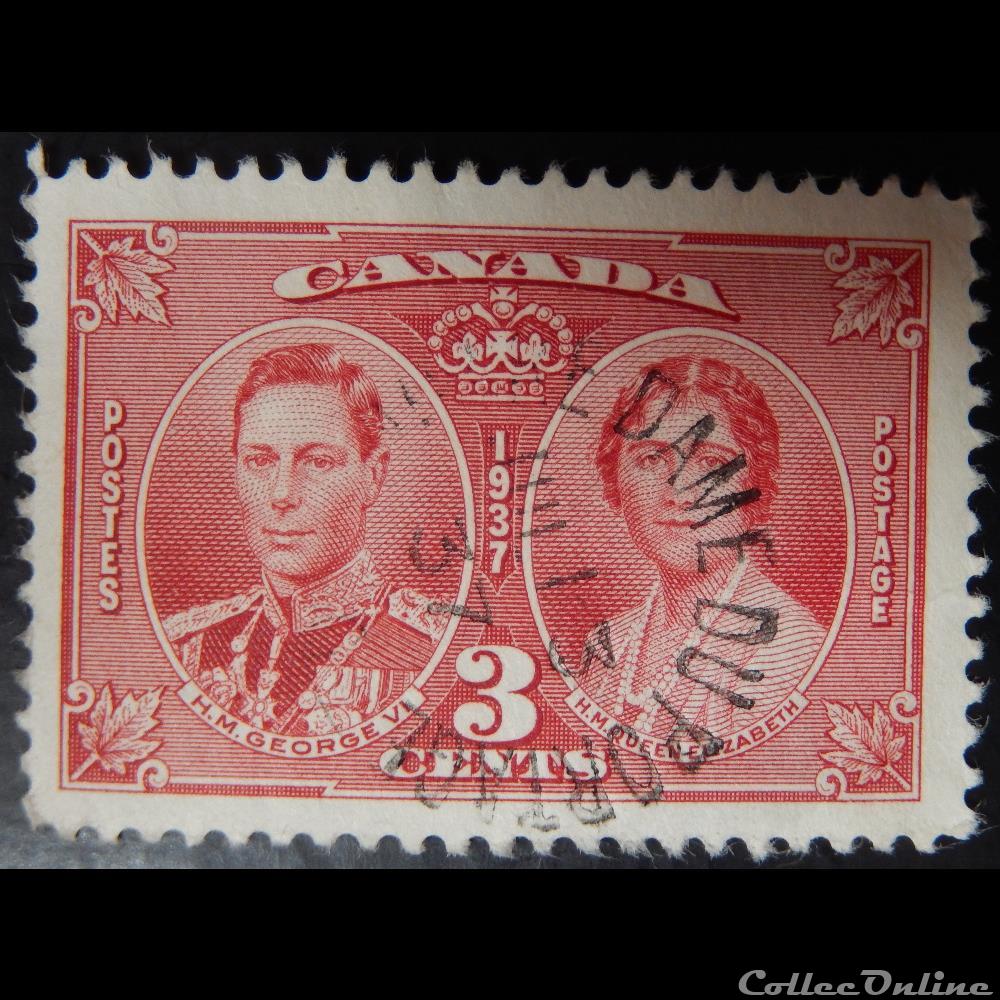 Canada 00196 roi George VI et reine Elisabeth I 3c de 1937 timbre amerique canadum canada 00196 roi george vi et reine elisabeth i 3c de 1937