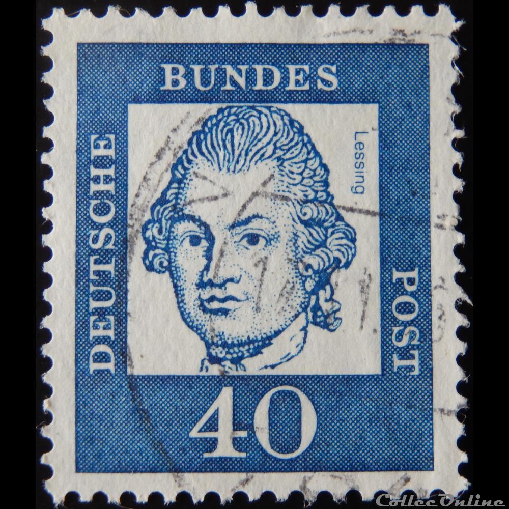 Allemagne RFA 00228 Gotthold Ephraim Lessing 40pf de 1961 timbre europe allemagne rfa 00228 gotthold ephraim lessing 40pf de 1961