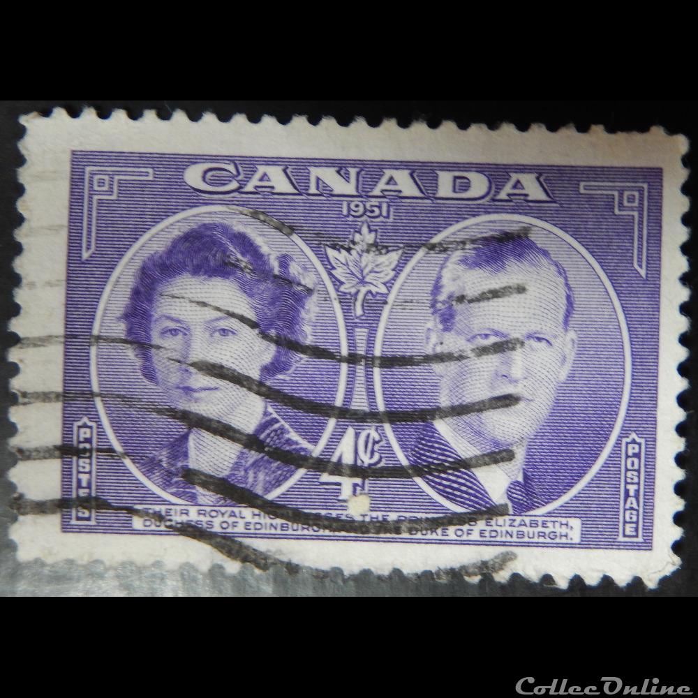Canada 00250 princesse Elisabeth et Duc d'Edimbourg 4c de 1951 timbre amerique canadum canada 00250 princesse elisabeth et duc edimbourg 4c de 1951