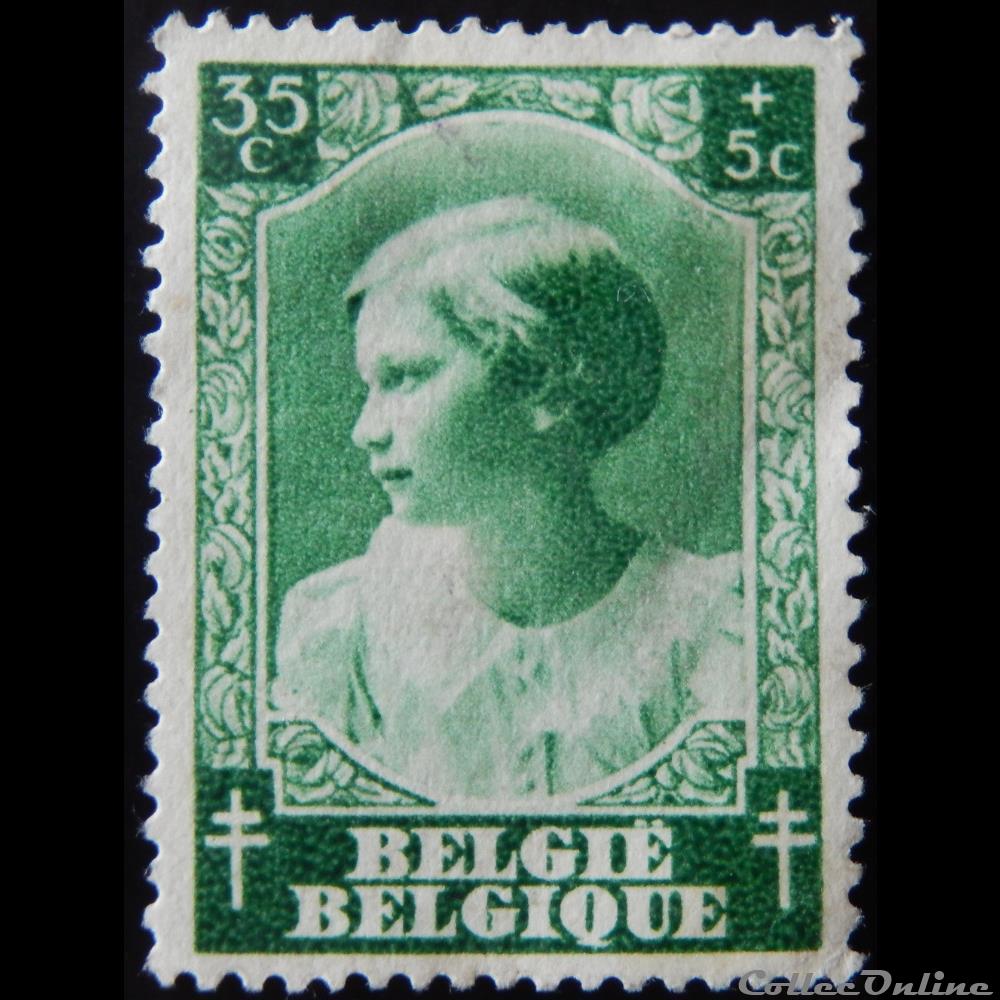 Belgique 00460 princesse Joséphine-Charlotte 35+5c de 1937 timbre europe belgique 00460 princesse josephine charlotte 35 5c de 1937