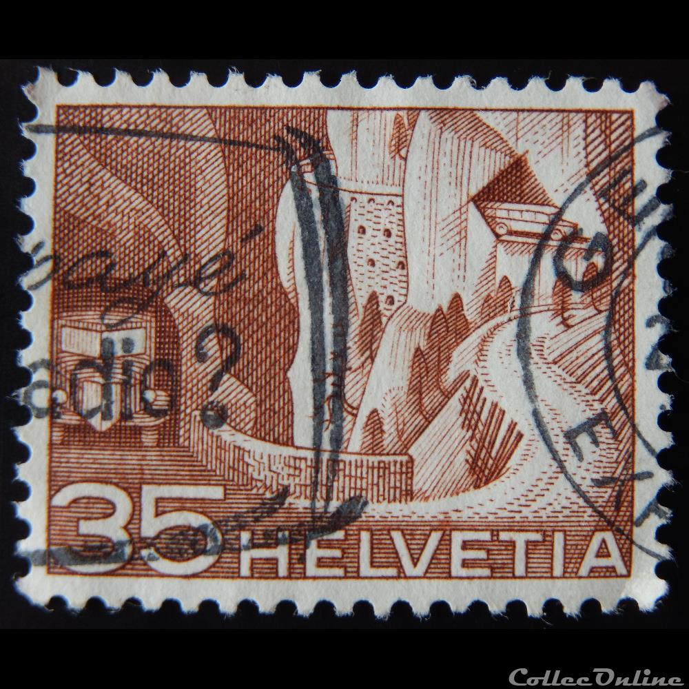 Suisse 00488 route de Val d'Anniviers 35cts de 1949 timbre europe suisse 00488 route de val anniviers 35cts de 1949