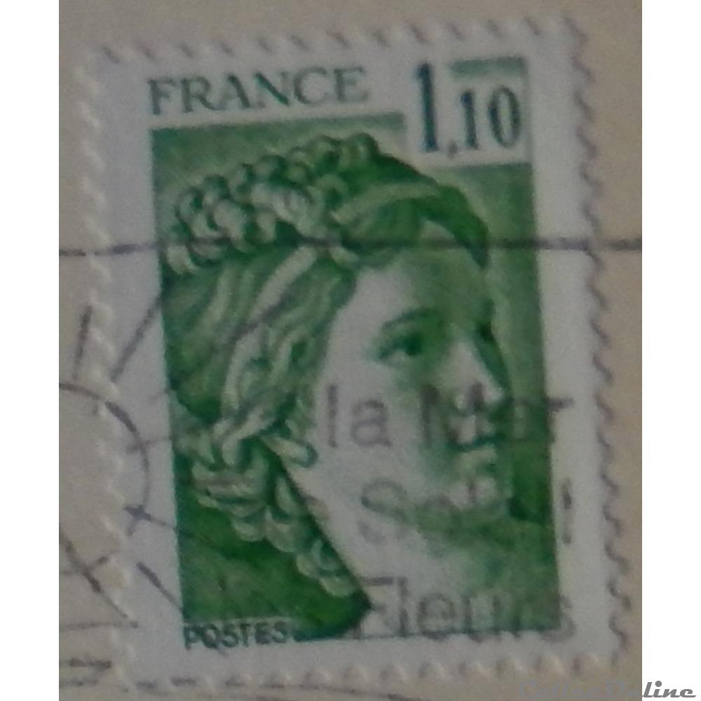 timbre france 02058 sabine de gandon 1 10f vert de 1979