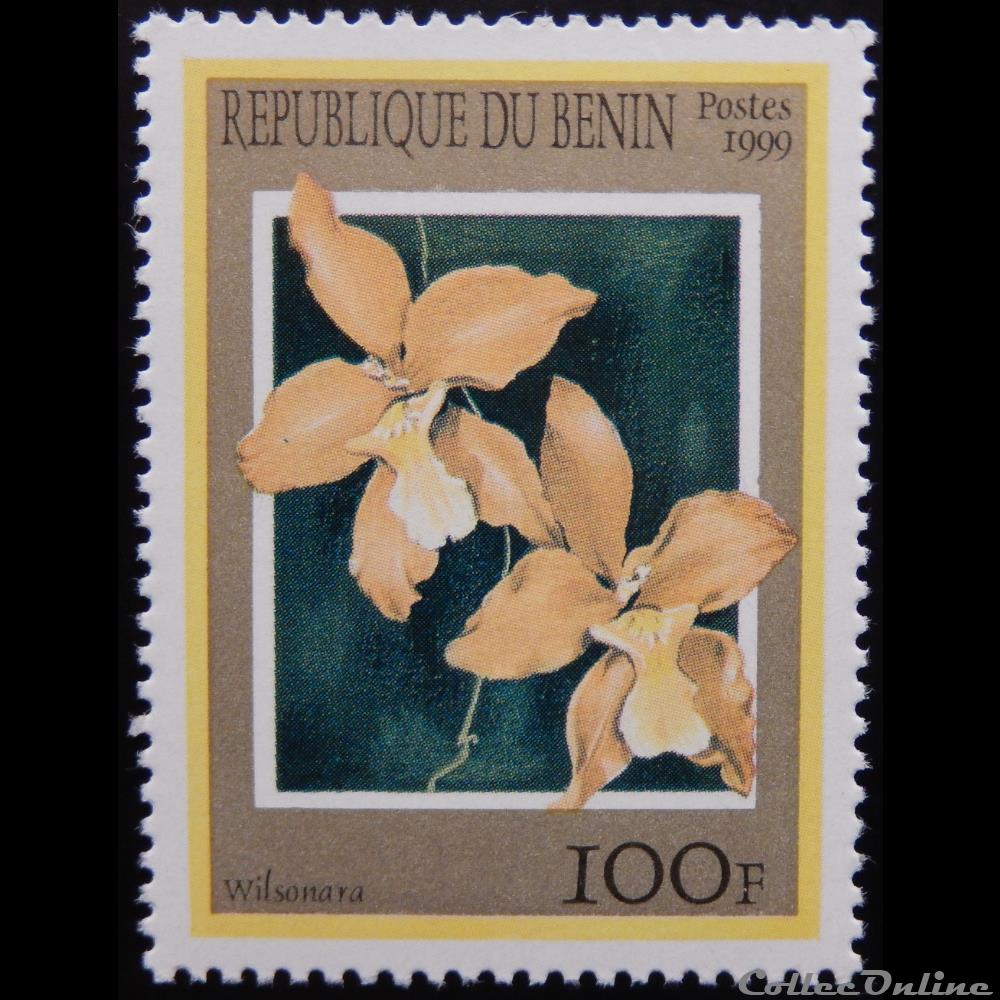 timbre afrique benin 00893 orchide wilsonara 100f de 1999