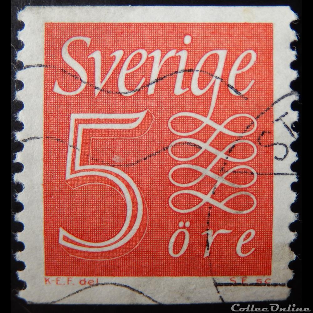 timbre europe suede 00459 nouveau type de numero 5ore de 1961