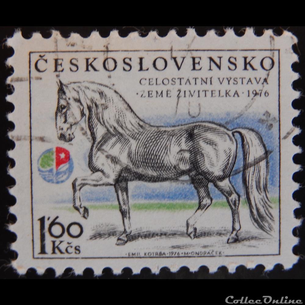 Tchécoslovaquie 02174 Etalon Kladruby 1.60 Kcs de 1976 timbre europe republique tcheque tchecoslovaquie 02174 etalon kladruby 1 60 kcs de 1976