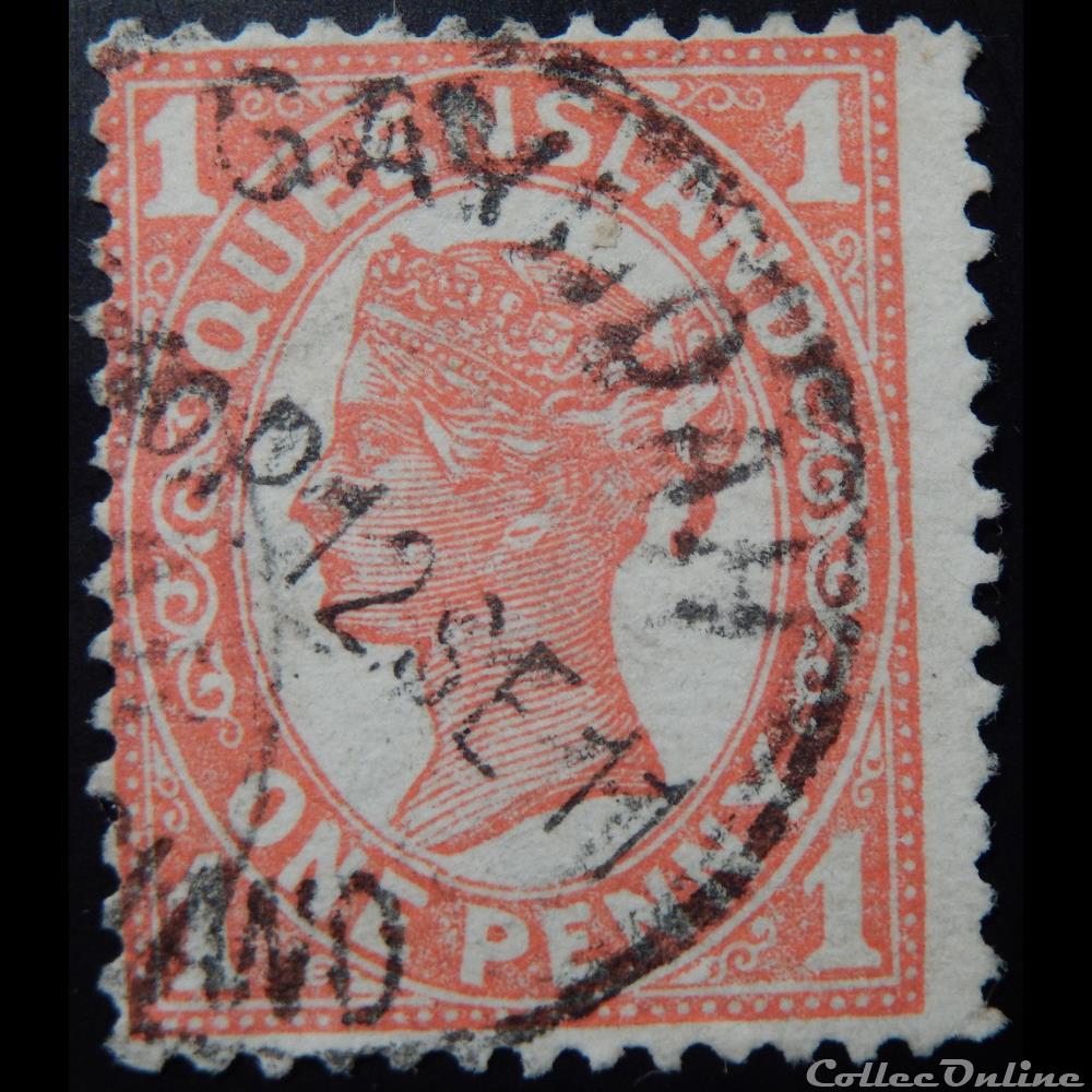 timbre oceanie australie queensland 00078a reine victoria 1penny de 1899