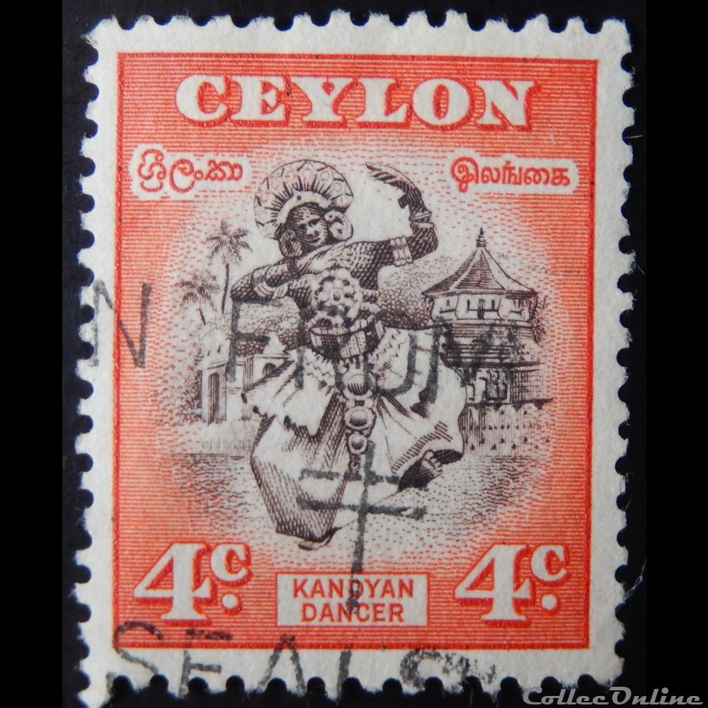 Ceylan 00280 danceur Kandyan 4c de 1950 timbre asie sri lanka ceylan 00280 danceur kandyan 4c de 1950