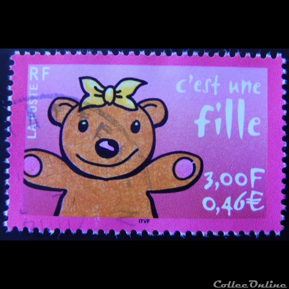 03378 C'est une fille 3F - 0.46€ de 2001 2 timbre france 03378 est une fille 3f 0 46 de 2001