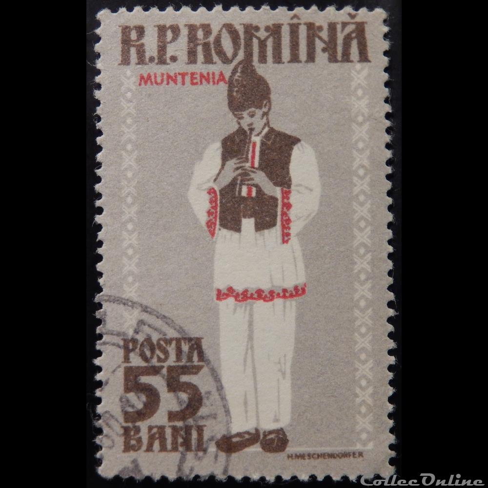 timbre europe roumanie 01602 costume folklorique de muntenia 55 bani de 1958