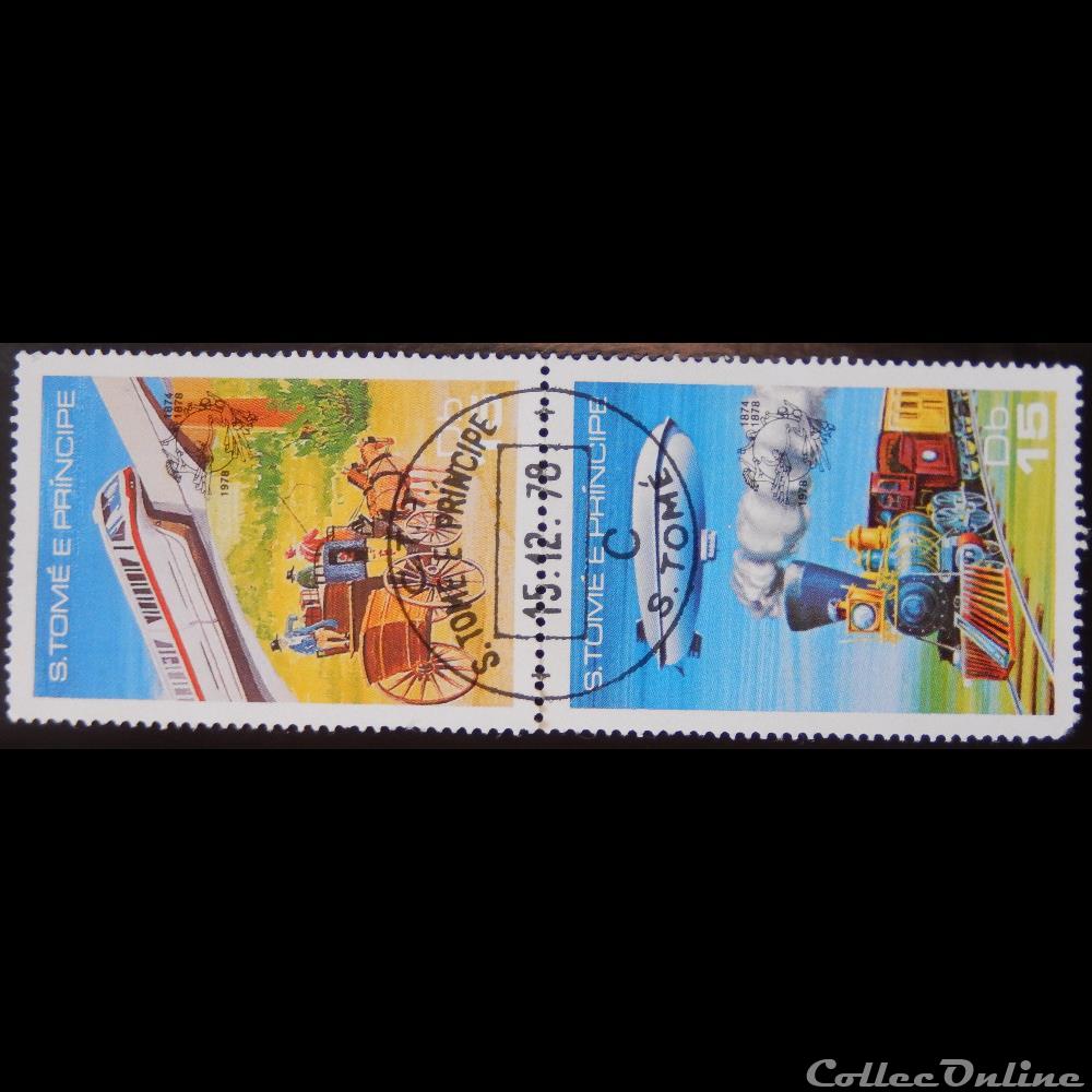 Sao Tomé-et-Principe 00505 dirigeable Zepplin et train à vapeur 15 Db de 1978 timbre afrique sao tome et principe 00505 dirigeable zepplin et train a vapeur 15 db de 1978