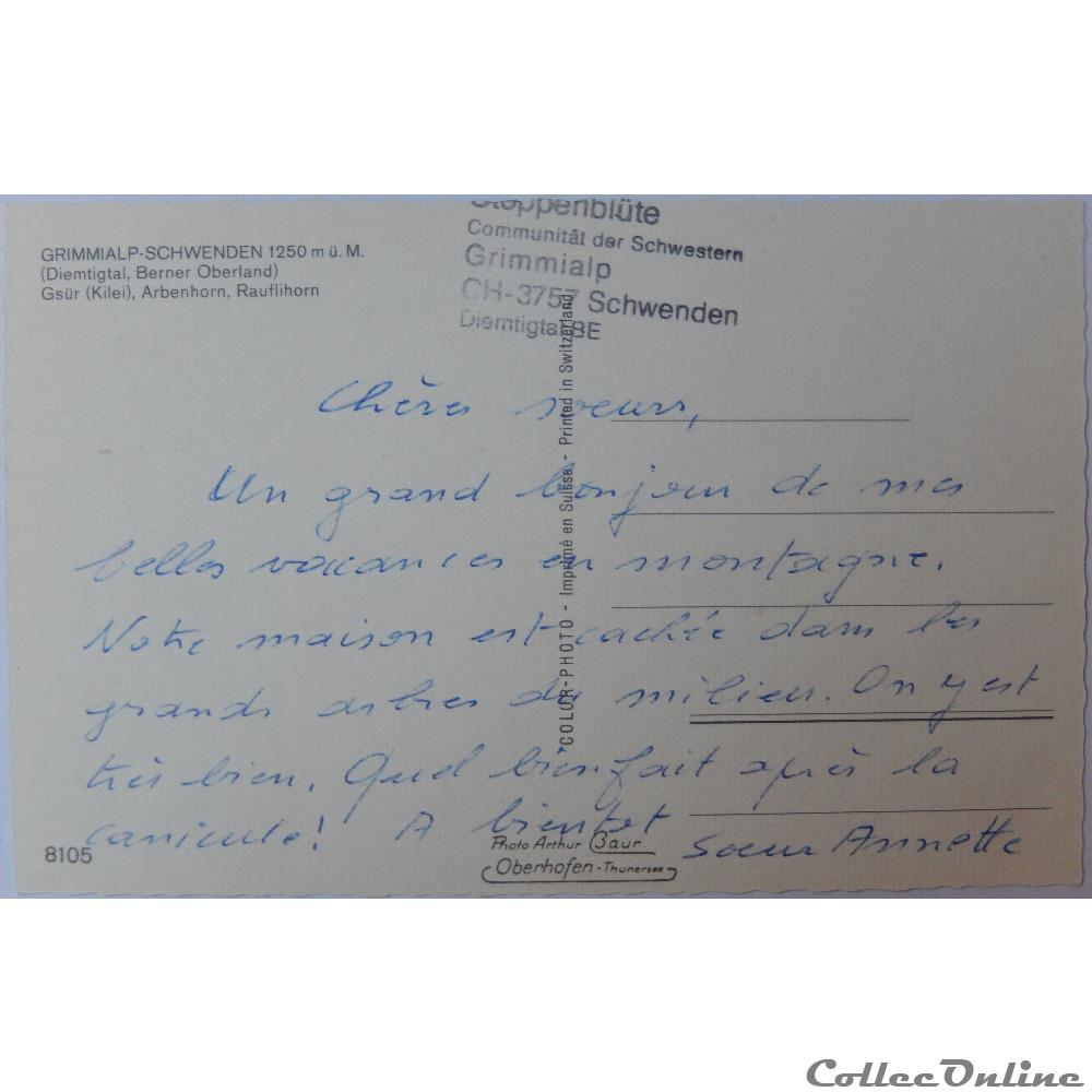CP de Suisse, Berne, Grimmialp-Schwenden carte postale europe alsace cp de suisse berne grimmialp schwenden