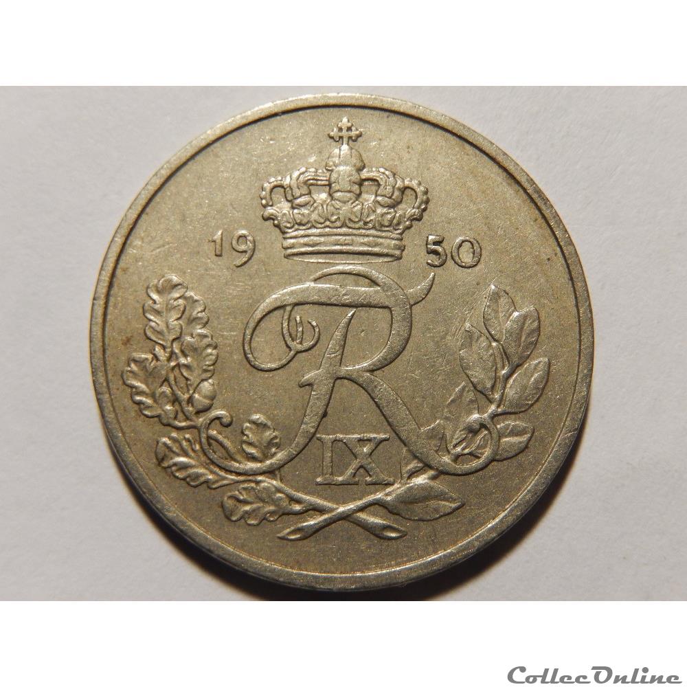 Danemark, 25 ore de 1950 2 monnaie monde danemark 25 ore de 1950
