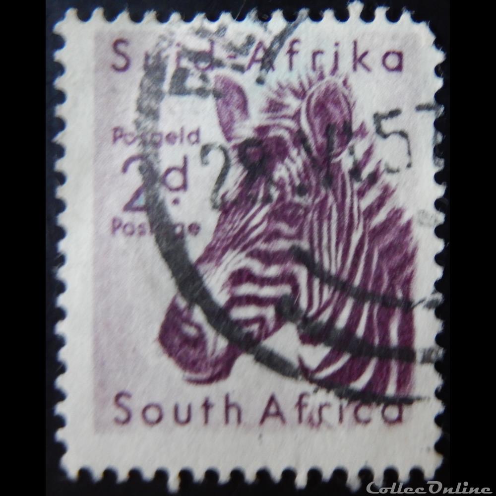 timbre afrique du sud 00204 zebre 2d de 1954