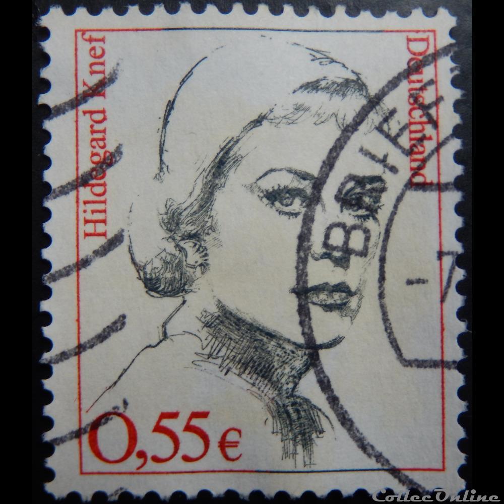 Allemagne RFA 02124 Hildegard Knef 0.55€ de 2002 timbre europe allemagne rfa 02124 hildegard knef 0 55 de 2002