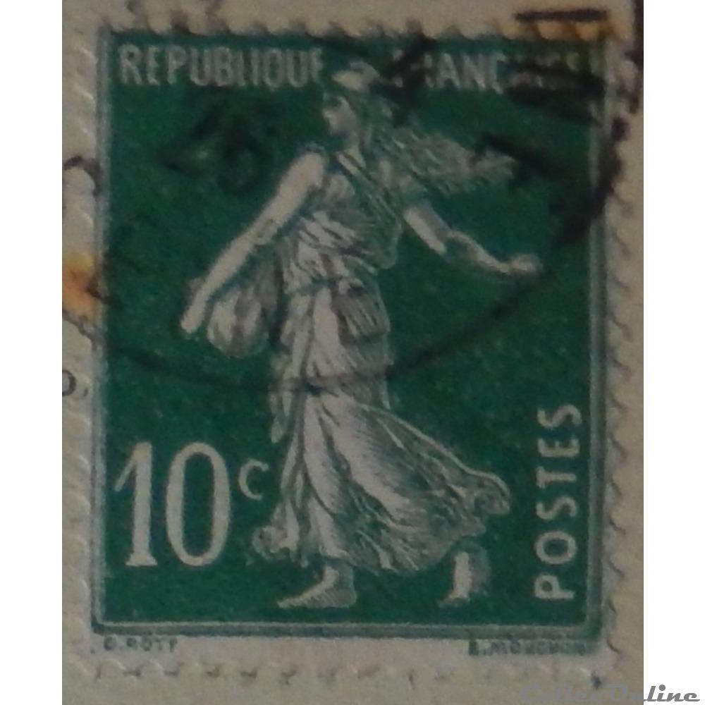 00159 Semeuse fond plein 10c vert de 1922 timbre france 00159 semeuse fond plein 10c vert de 1922