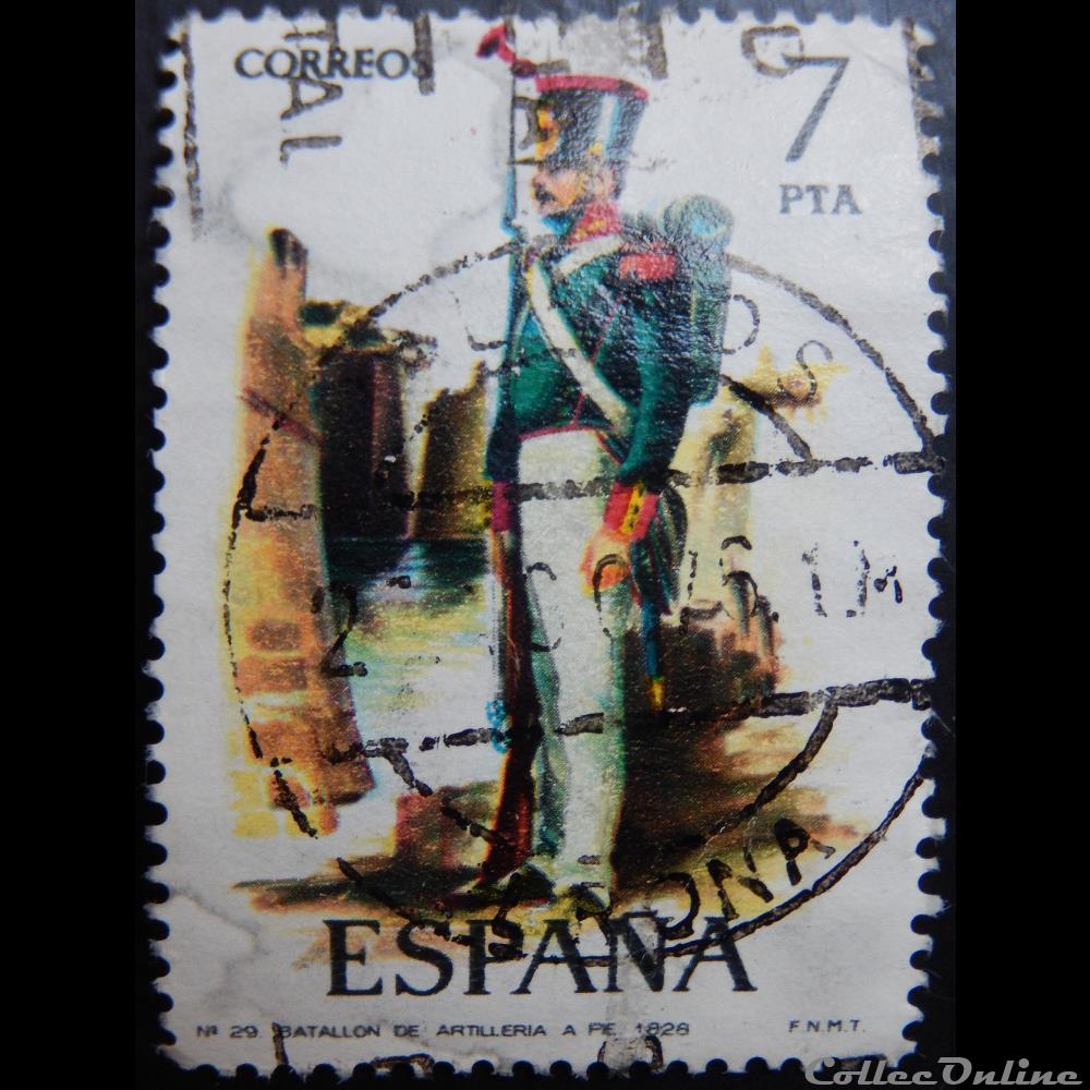 Espagne 01999 uniforme militaire de 1828 7Ptas de 1976 timbre europe espagne 01999 uniforme militaire de 1828 7ptas de 1976