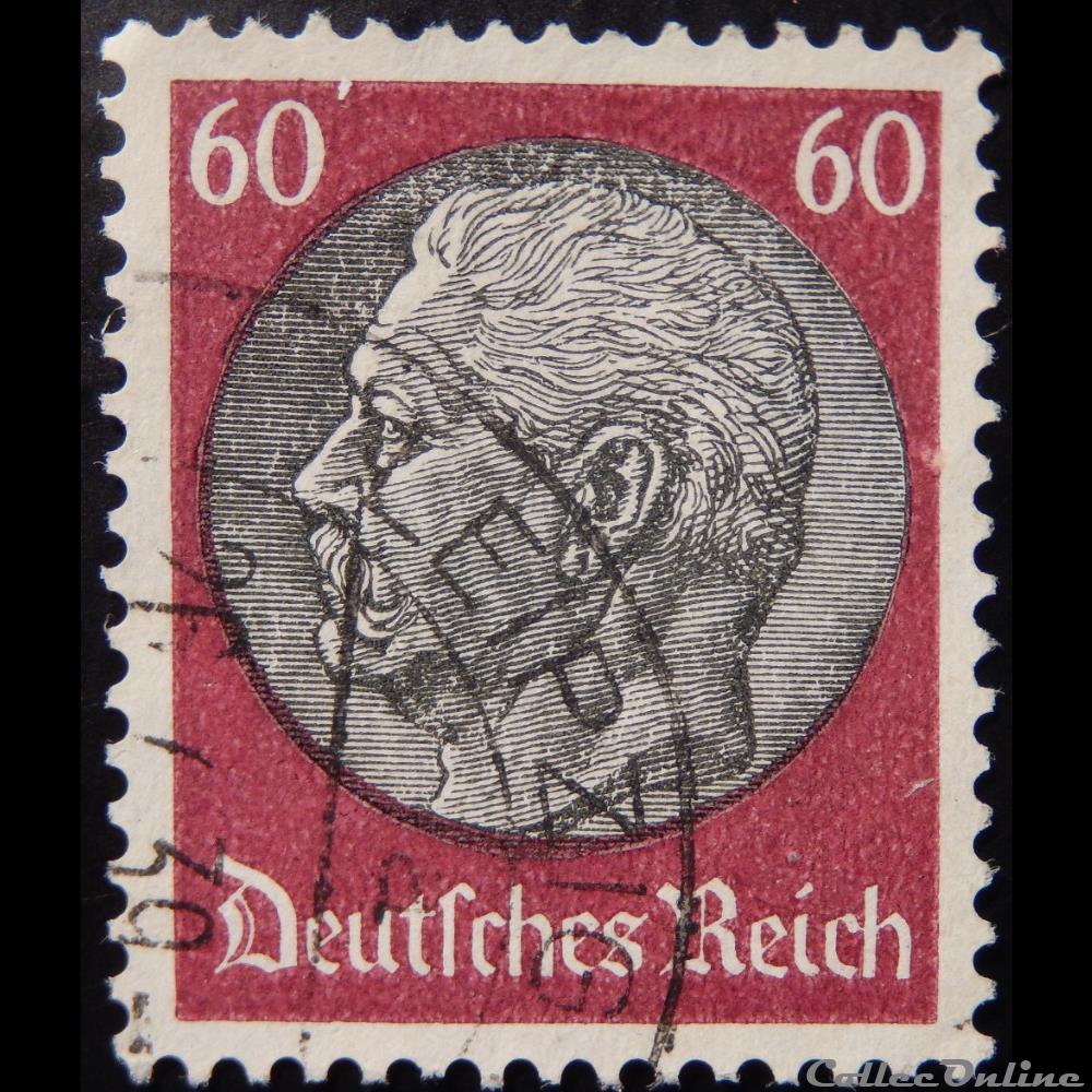 timbre europe allemagne reich 00459 president paul von hindenburg 60pf de 1933