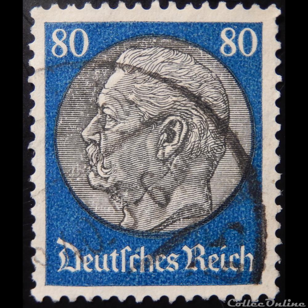 timbre europe allemagne reich 00460 president paul von hindenburg 80pf de 1933