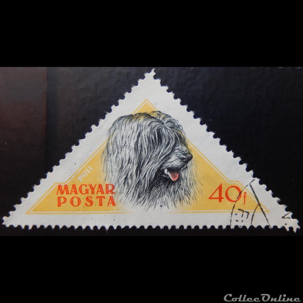 Hongrie 01190 chien Puli 40f de 1956 timbre europe hongrie 01190 chien puli 40f de 1956