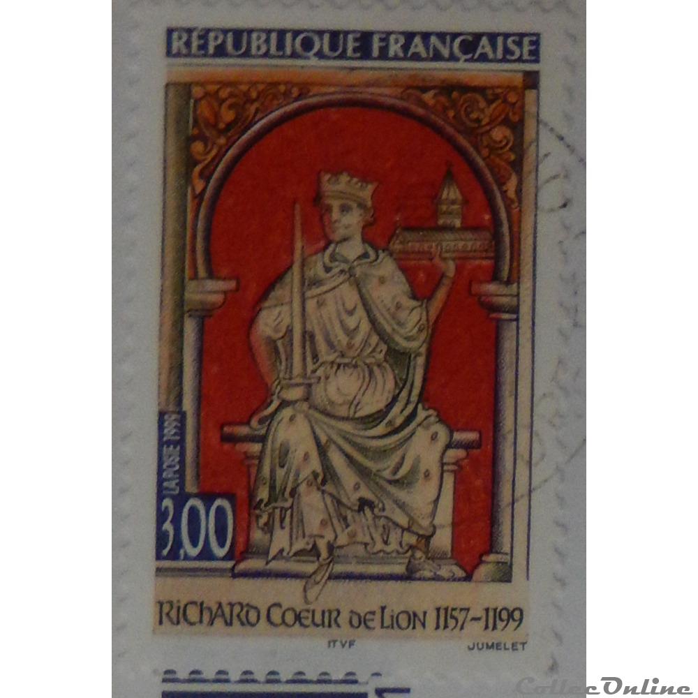 03238 Richard Cœur de Lion 1157-1199 3F de 1999 3 timbre france 03238 richard c ur de lion 1157 1199 3f de 1999