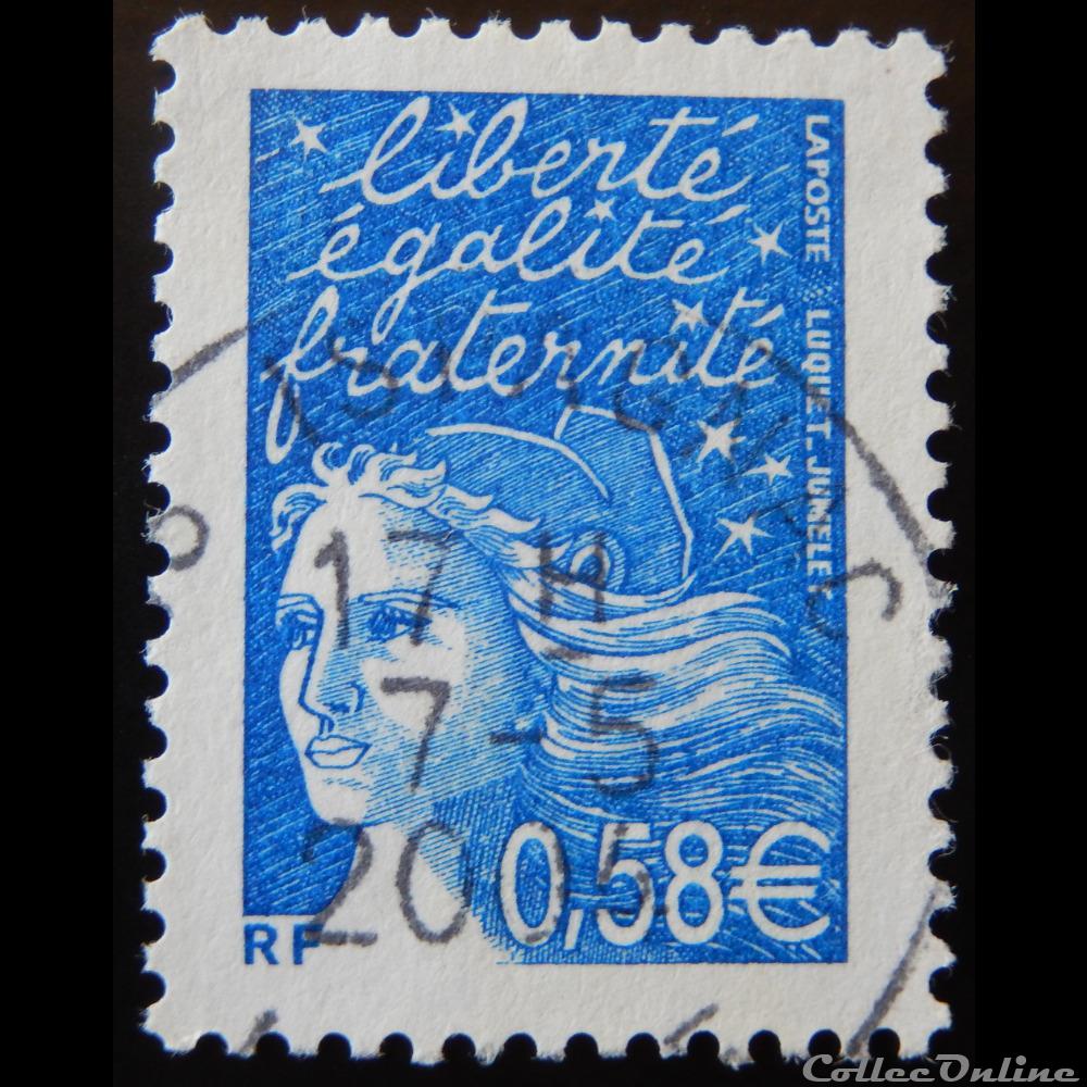 03451 Marianne de Luquet 0,58 € bleu timbre france 03451 marianne de luquet 0 58 bleu