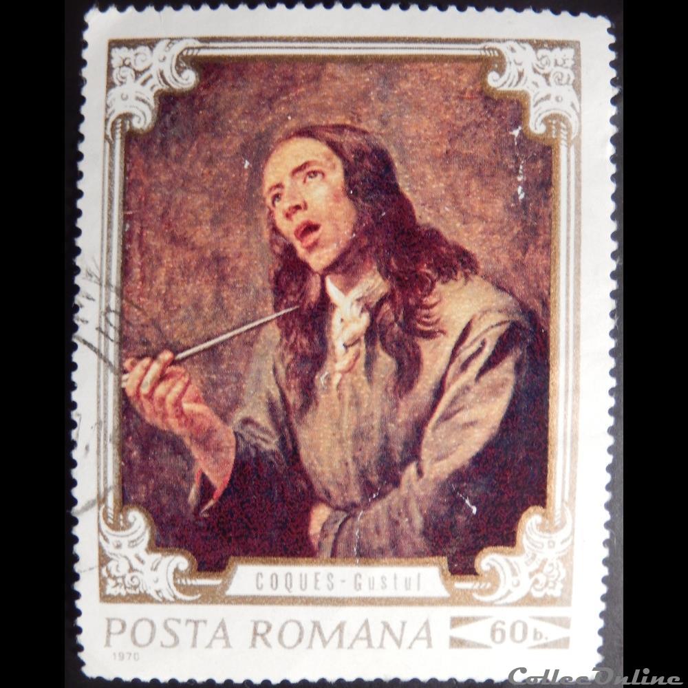 Roumanie 02583 les cinq sens - le goût 60 Bani de 1970 timbre europe roumanie 02583 les cinq sens le gout 60 bani de 1970
