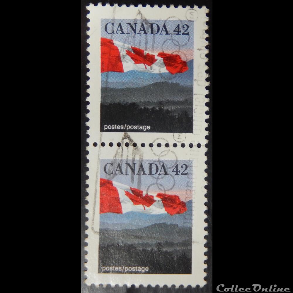 timbre amerique canadum canada 01222 drapeau 42c de 1991