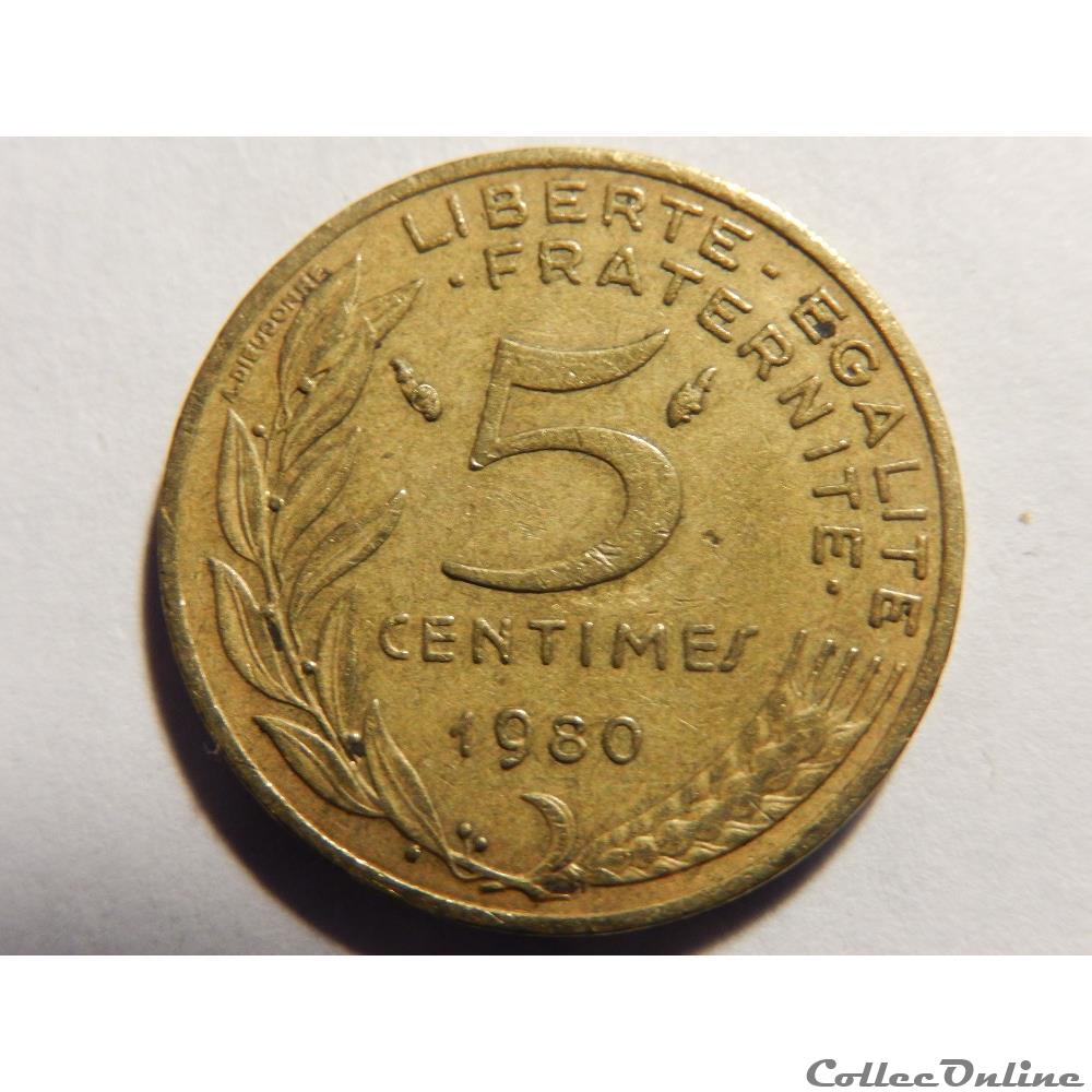 monnaie france moderne 5 centimes marianne 1980