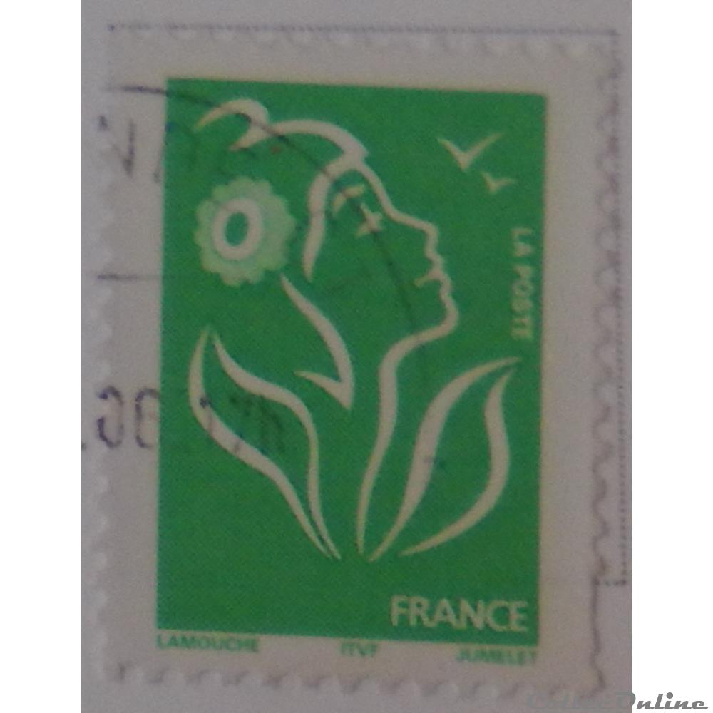 timbre france 03733 la marianne de lamouche vert sans valeur de 2005