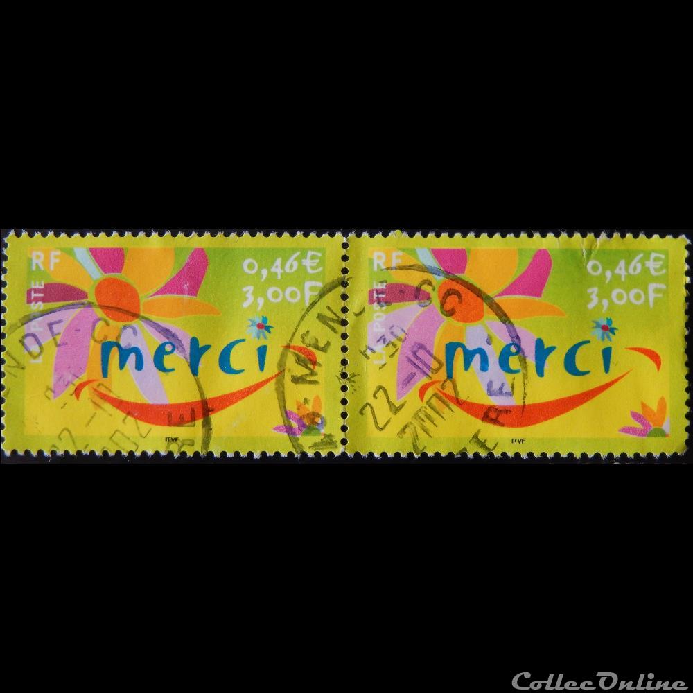 03379 Merci 3F - 0.46€ de 2001 3 timbre france 03379 merci 3f 0 46 de 2001