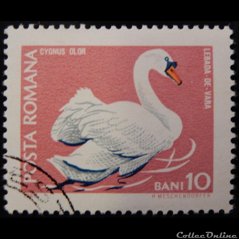 timbre europe roumanie 02423 cygne 10 bani de 1968