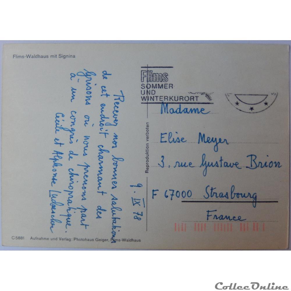 CP de Suisse, Les Grisons, Flims-Waldhaus carte postale europe alsace cp de suisse les grisons flims waldhaus