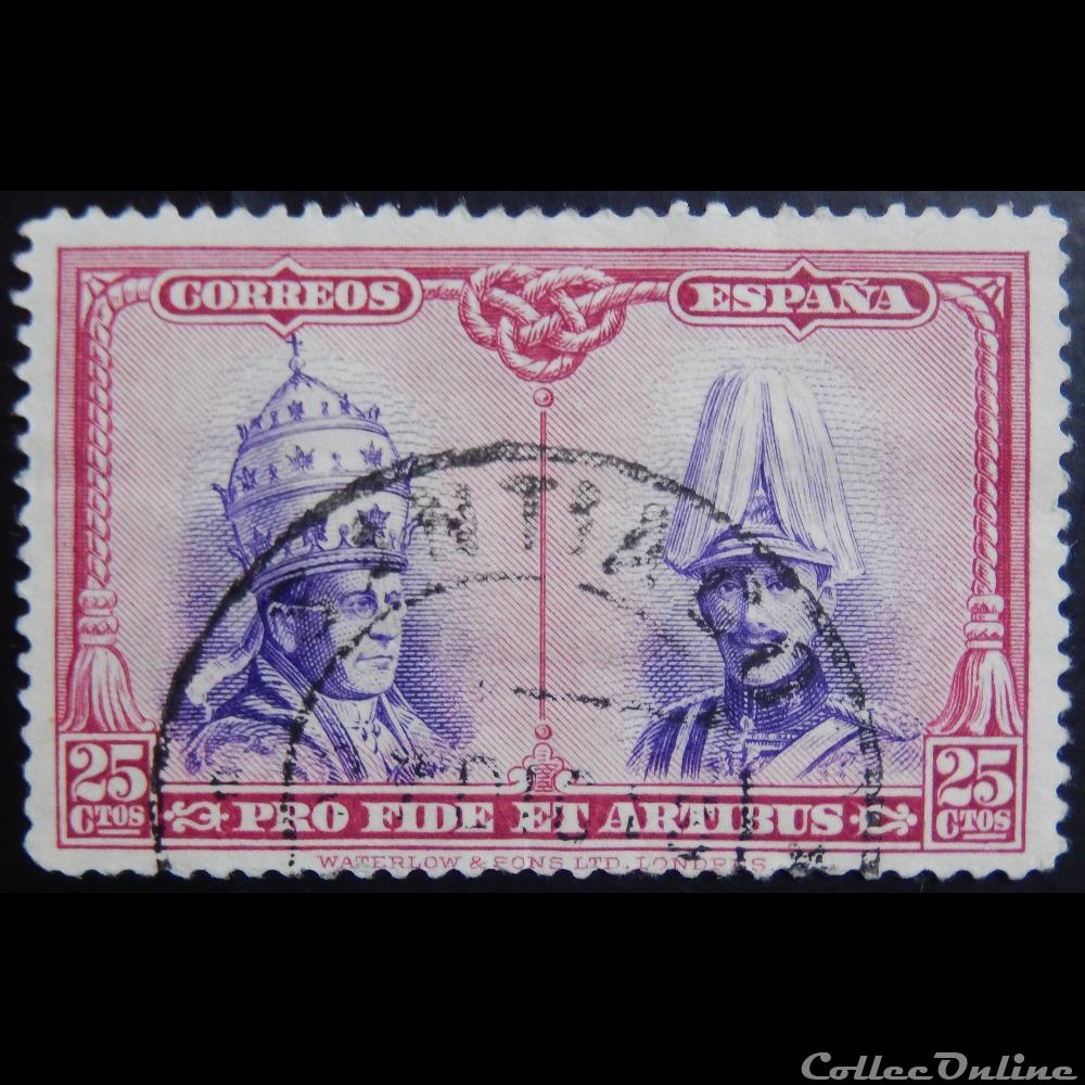 Espagne 00358 le Pape et Alphonse XIII 25c de 1928 timbre europe espagne 00358 le pape et alphonse xiii 25c de 1928