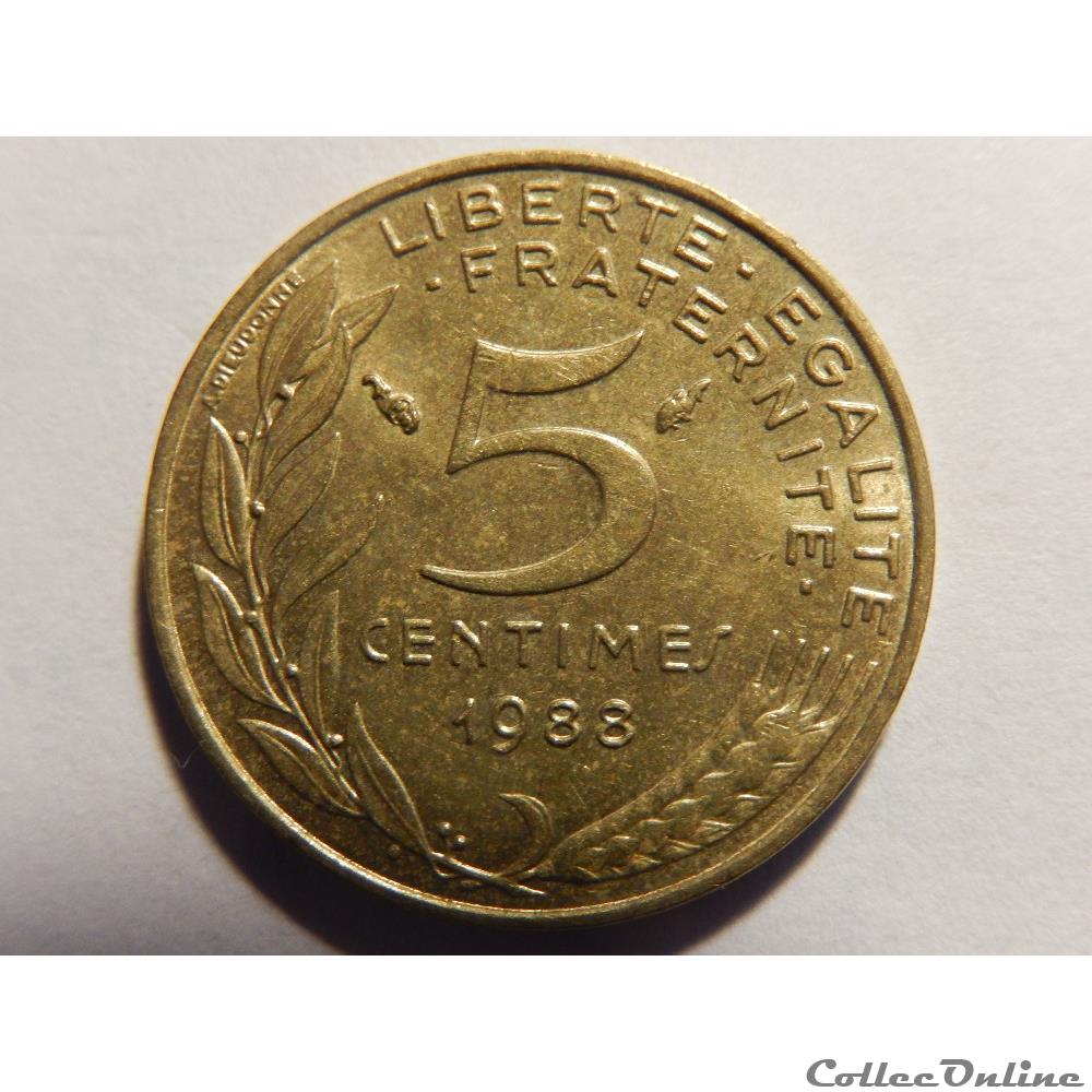 monnaie france moderne 5 centimes marianne 1988