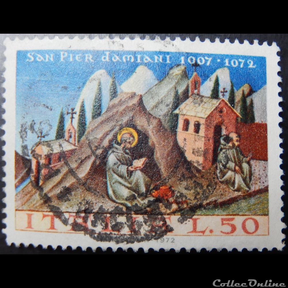 timbre europe italie 01109 st pierre damian 50 lires de 1972