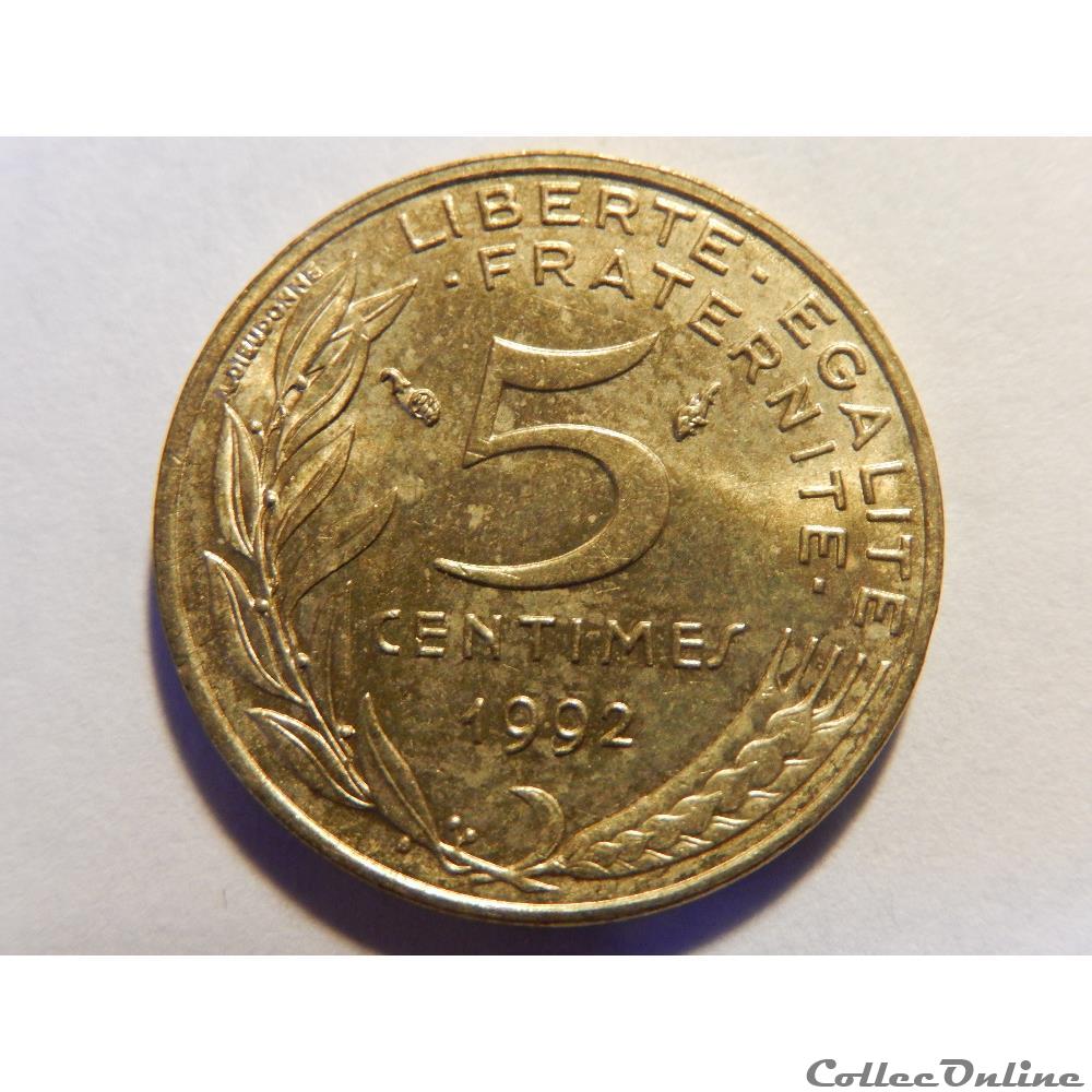 5 centimes Marianne 1992 3 plis monnaie france moderne 5 centimes marianne 1992 3 plis