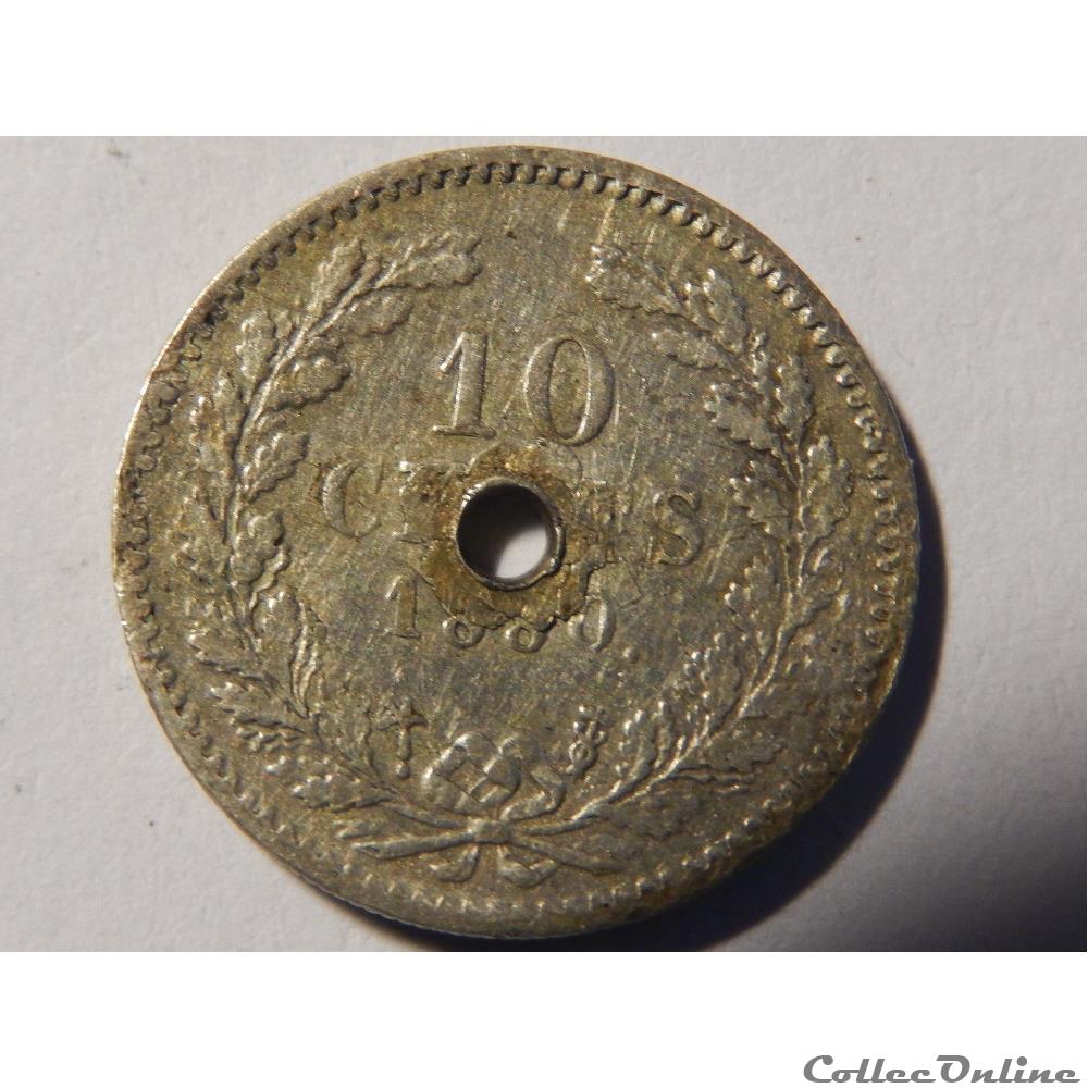 Pays-Bas, 10 cents de 1880 percé monnaie monde pays bas 10 cents de 1880 perce
