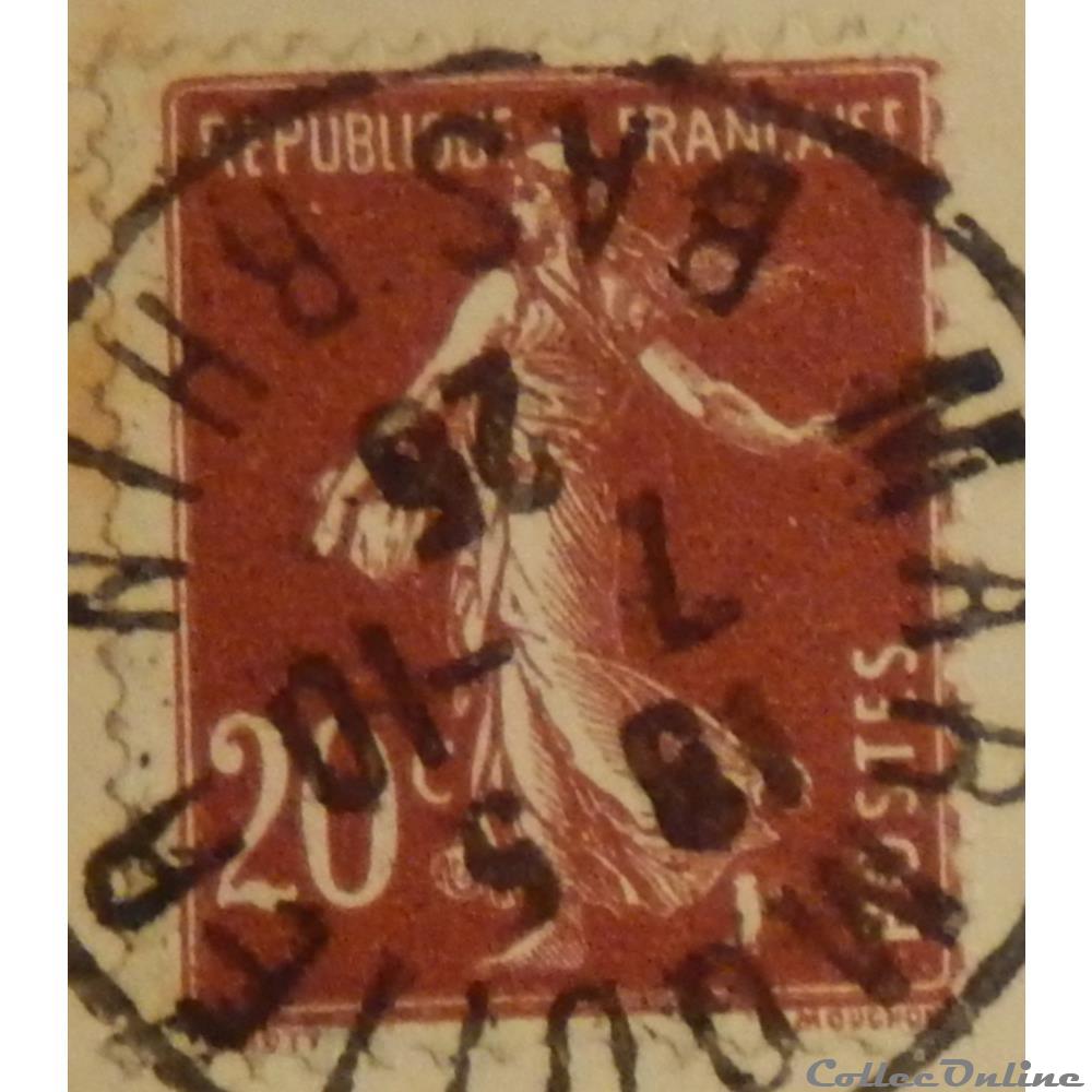 timbre france 00139 semeuse camee 20c brun rouge de 1907