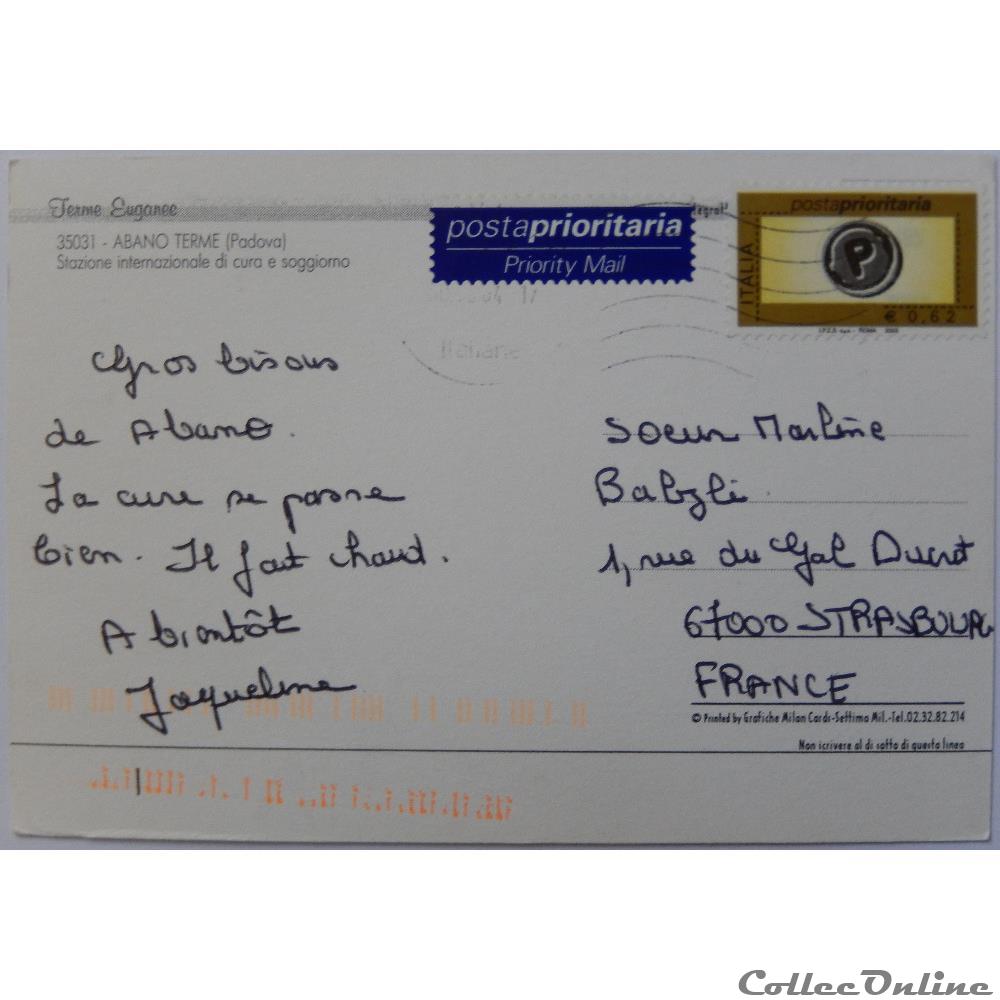 carte postale europe alsace cp italie venetie abano terme