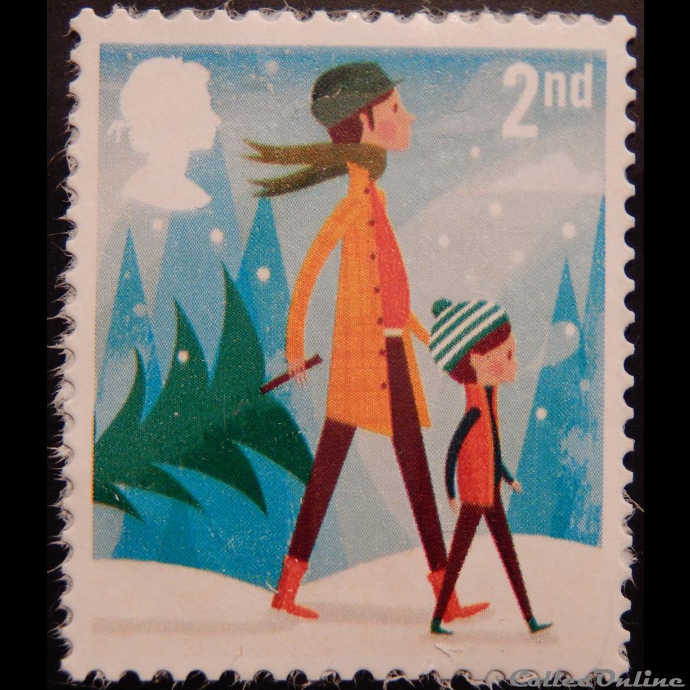 timbre europe royaume uni 04070 noel 2nd de 2014
