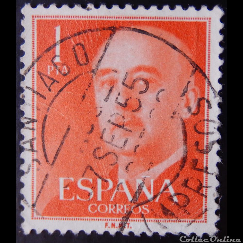 Espagne 00864 général Francisco Franco 1Pta de 1955 2 timbre europe espagne 00864 general francisco franco 1pta de 1955