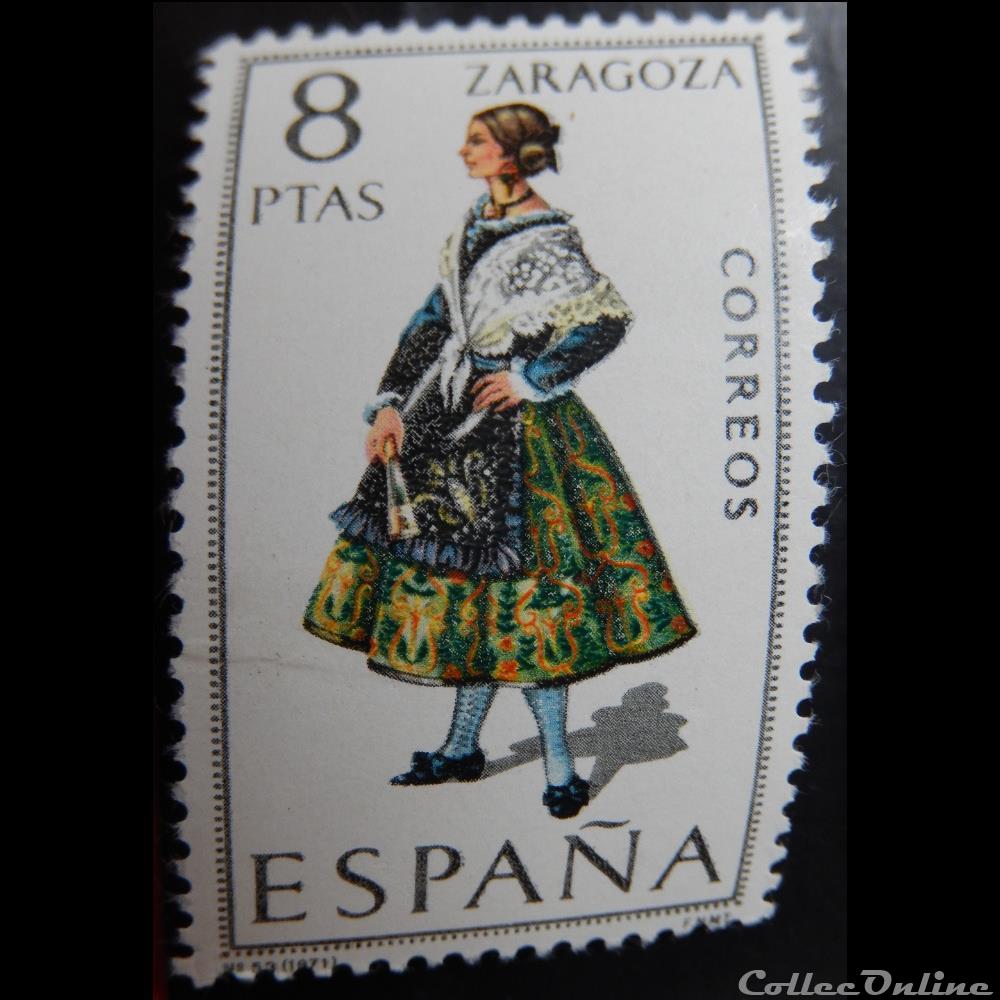timbre europe espagne 01673 costume traditionnel de zaragoza 8ptas de 1971