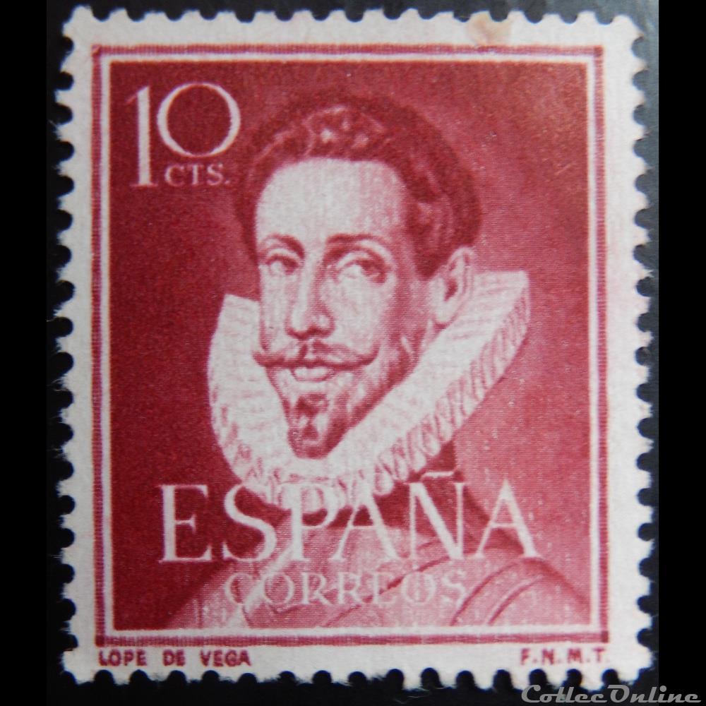 timbre europe espagne 00822 felix lopez de vega 10c de 1951