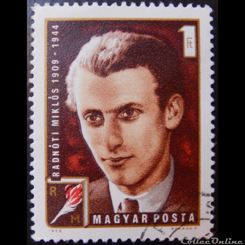 Hongrie 02283 Miklos Radnoti, poète 1f de 1972 timbre europe hongrie 02283 miklos radnoti poete 1f de 1972